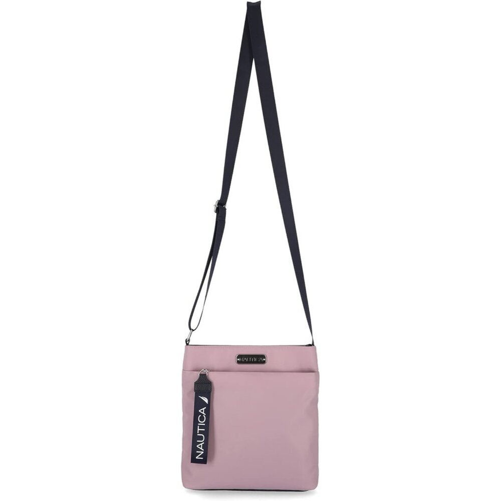 Women's Lilac Rose Nylon Crossbody Bag Purse with Adjustable Shoulder Strap - Picture 6 of 6